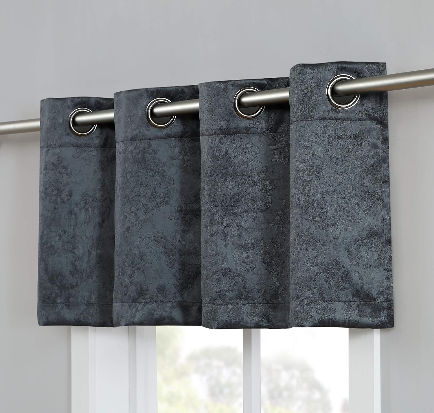 AsaTex Loretta - 1 Embossed Patio Extra Wide Curtain Panel with 16 Grommets - Thermal Weaved Blackout - Noise Reduction Fabric - Ideal for Sliding and Patio Doors (Patio 102 W x 84, Charcoal)