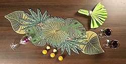 Lightnpro Green Leaves Handmade Beaded Table Runner