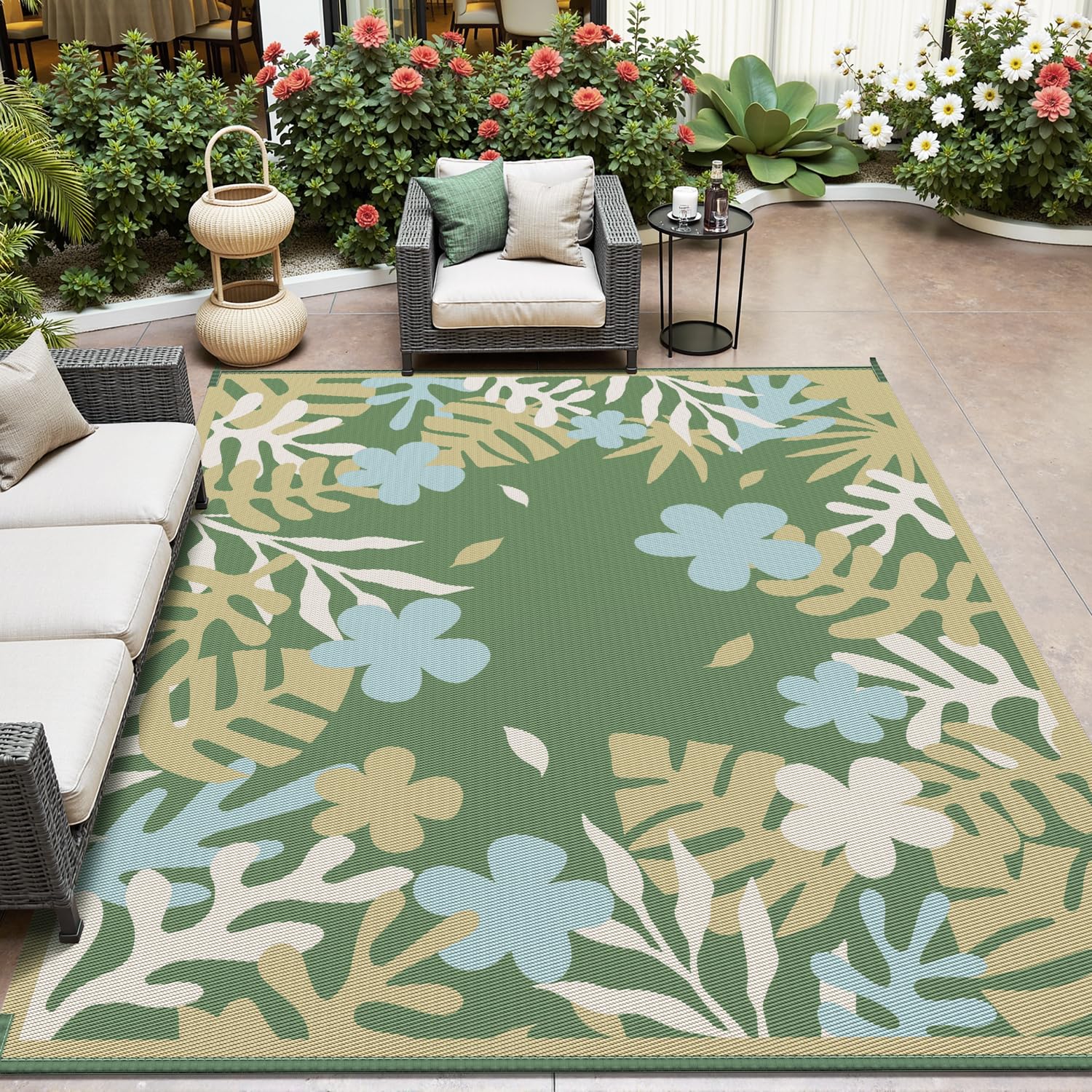 MontVoo Outdoor Rug Carpet 8x10 Waterproof-Patio Rug Mat Reversible ...
