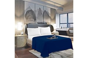 Mocassi King Flat Sheet - Hotel Luxury 1800 Premier Cooling Bedding Sheet - Softest Sheets - Wrinkle, Fade, Stain Resistant - 1 Single Top Flat Sheet, King, Navy Blue