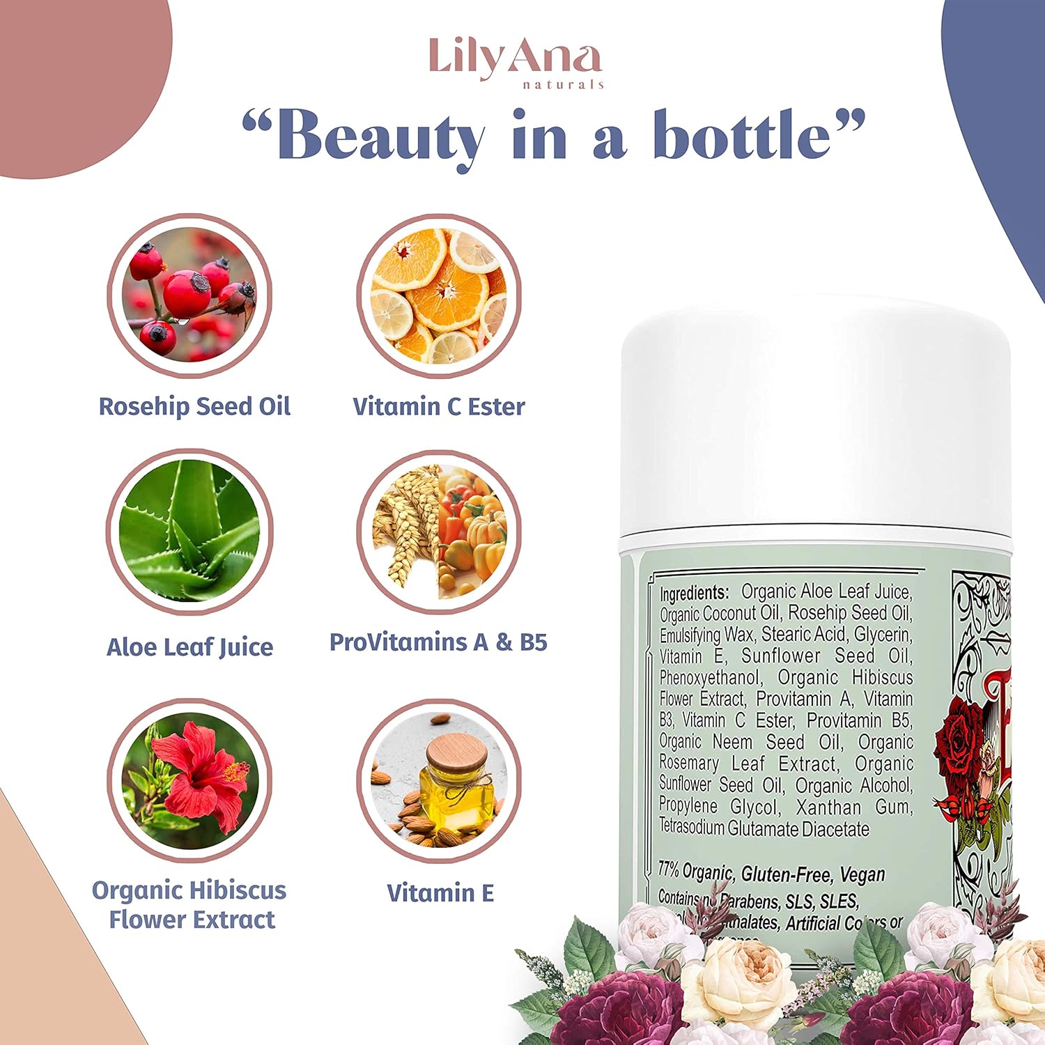 Eye Cream - Eye Cream for Dark Circles and Puffiness, Under Eye Cream, Anti Aging Eye Cream Reduce Fine Lines and Wrinkles, Rosehip and Hibiscus Botanicals - 1.7oz: Beauty