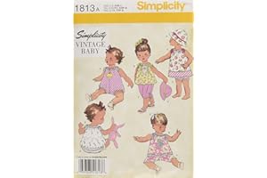Simplicity 1813 Vintage Fashion Baby's Hat, Underwear, Pants, Top, Romper, and Dress Swing Patterns, Sizes XXS-L