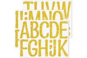STICEARD 160 PCS Bulletin Board Letters 4 Inch Letter Stickers Large Glitter Alphabet Stickers Self Adhesive Letters Sticker for Poster Bulletin Board Classroom Mailbox Crafts Home Party Decor (12, Gold)