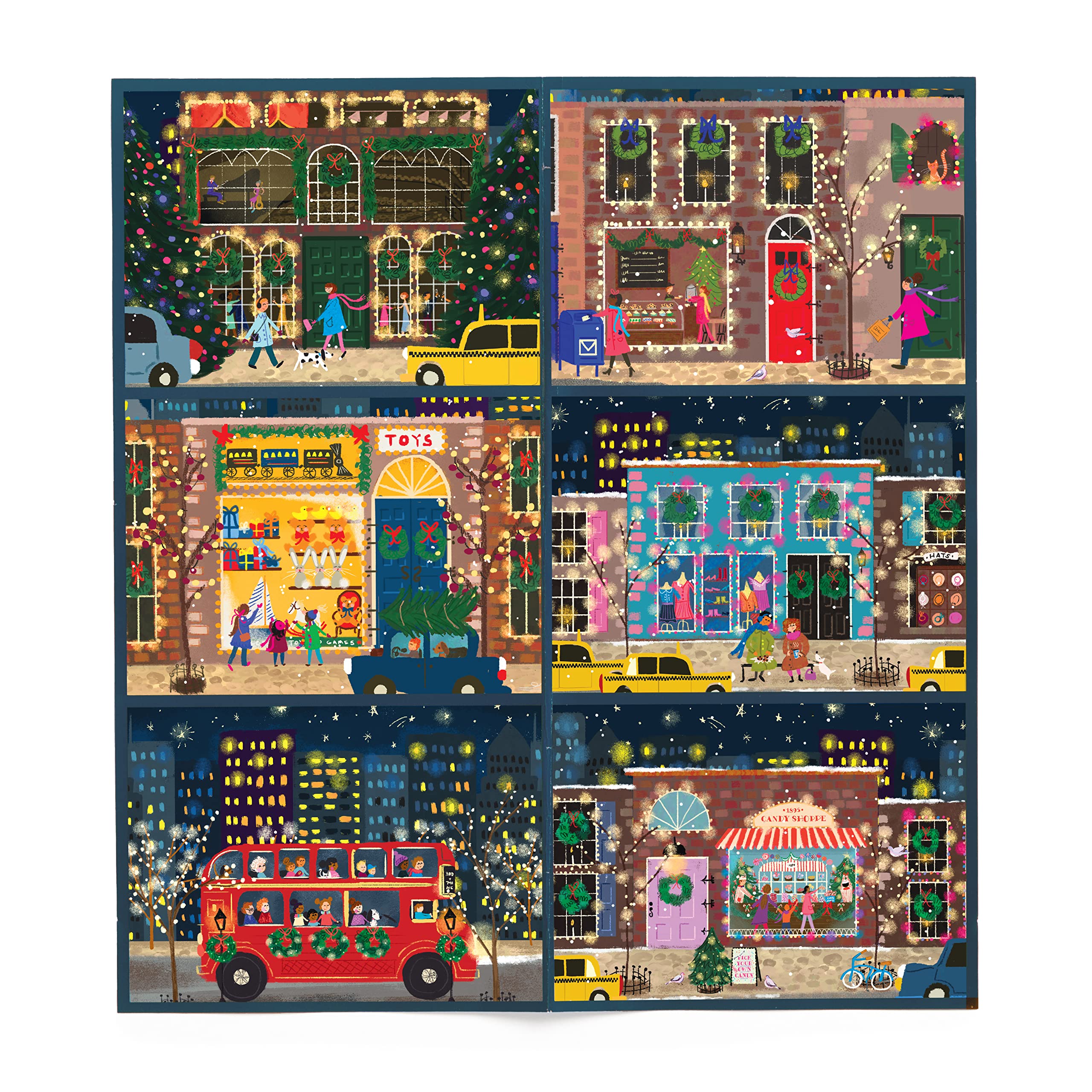 Galison Winter Lights Christmas Countdown – 12 Days of Puzzles Featuring Images of Winter City Fun