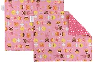 FUN KINS Funkins Reusable Cloth Placemats for Kids & Lunch Boxes | Reusable, Eco-Friendly | 15"x13", 2-ply, Thick, Absorbent, Machine Washable | Set of 2 Placemats (Ballerinas)