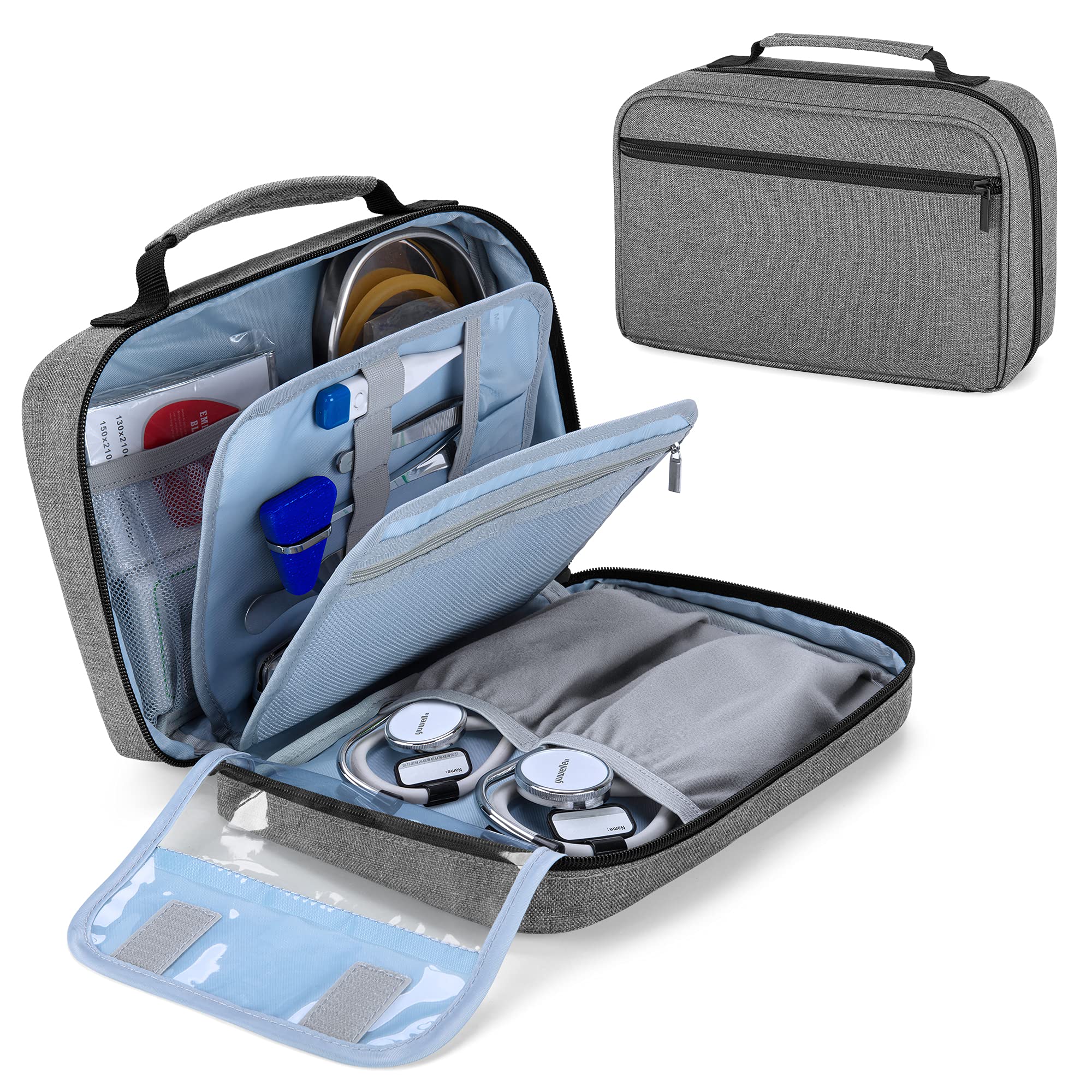 Damero Carrying Case for 2 Stethoscopes, Portable Stethoscope Case Compatible with 3M Littmann/ADC/Omron Stethoscope and Nurse Accessories, Grey