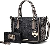 MKF Collection Satchel Bag for Women’s Crocodile Embossed Vegan leather Crossbody Tote Handbag Top-Handle Purse by Mia K