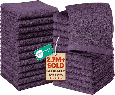 Utopia Towels Cotton Washcloths Set 24 Pack 30x30 cm White 100% Ring Spun