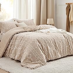 Bedsure Boho Tufted Comforter Set Full - Warm Sand