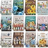 Hahafelt 12 Pcs Christian Kitchen Dish Towels Gifts Bulk Spring Floral Religious Absorbent Inspirational Scripture Hymn Tea Towels for Women Home Housewarming Kitchen Gifts, 14 x 21''(Vintage)
