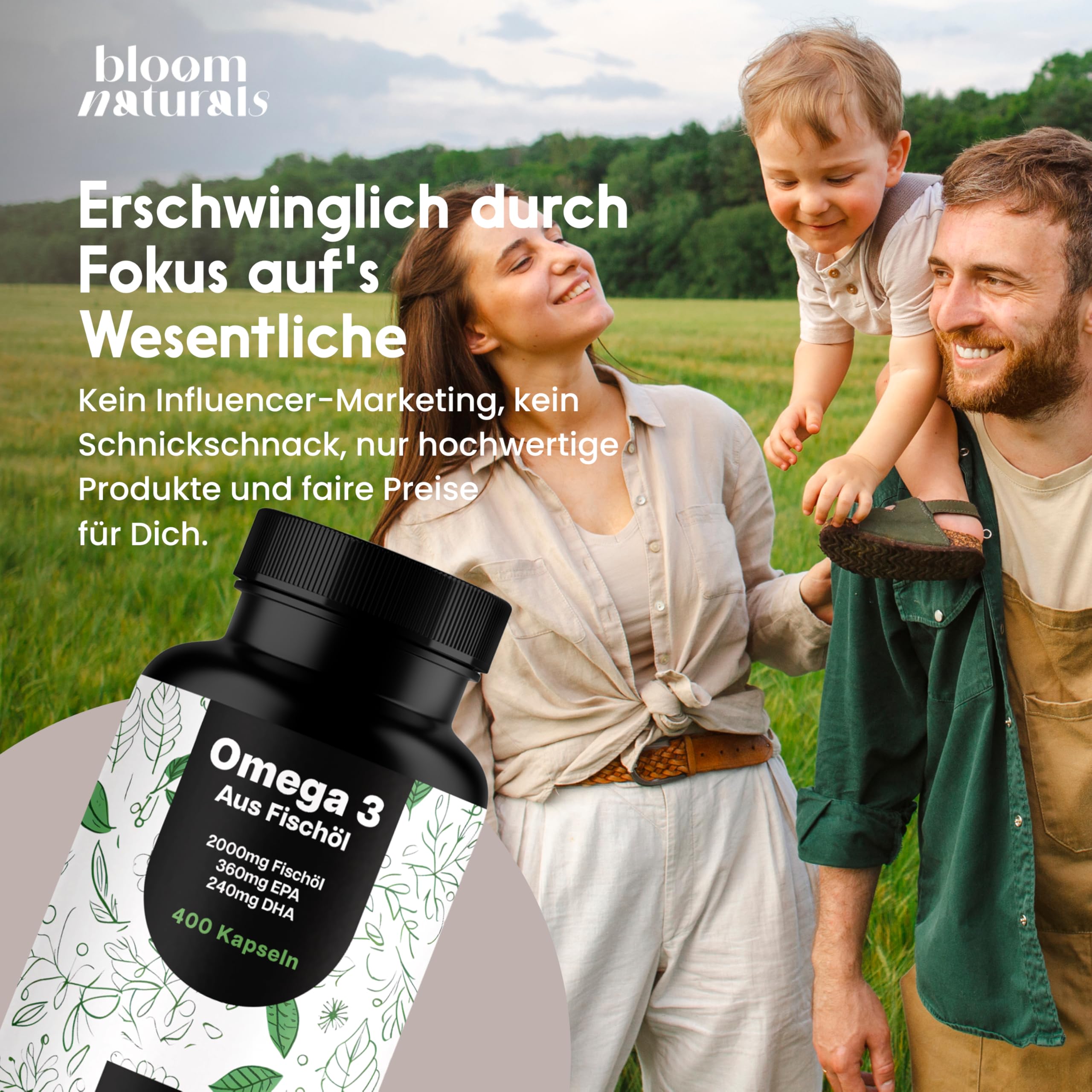 Omega 3 Kapseln Hochdosiert - 400 Kapseln mit 2000mg - EPA 360mg & DHA 240mg Fischöl pro Tagesportion - Omega 3 Fettsäuren Kapseln, produziert in Deutschland Laborgeprüft - Verpackung kann variieren 6