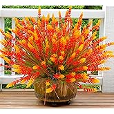 TSTWETO Artificial Plants Outdoor, 20 Pcs Fake Mums Flowers UV Resistant Outdoor Plants, Artificial Fall Flowers Plastic Faux Plants Shrubs for Home Porch Garden Yard Window Box