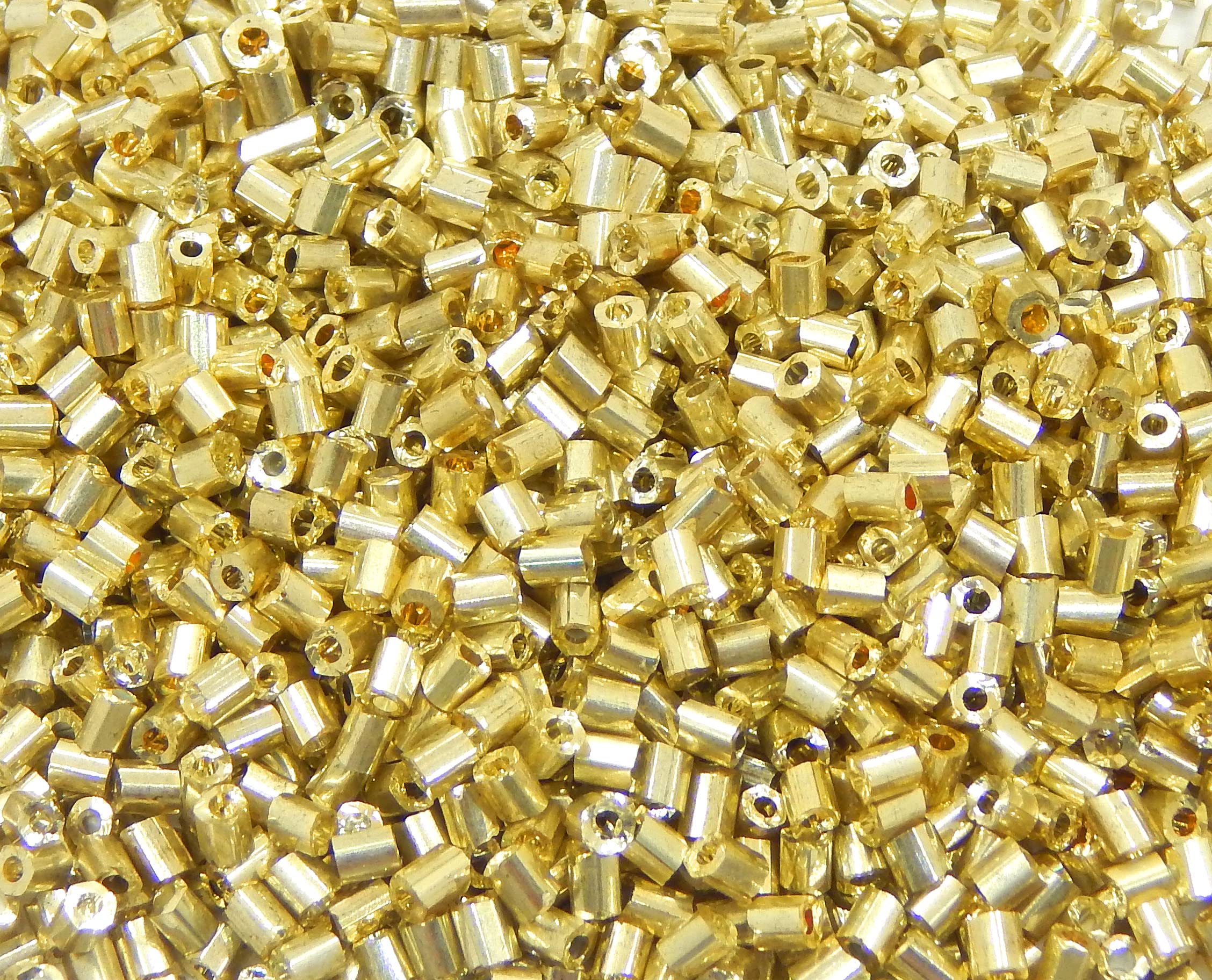 5000 x Rocailles Beads 2 mm Glass Bar Beads Tubes Seed Beads (Gold Metallic)