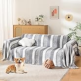 COHOLYTY Boho Sofa Cover, Couch Cover Blanket, Sofa Covers for 2 Cushion Couch, Washable Sectional Couch Covers for Dogs Pet Furniture Protector Sofa Blanket Cover for Living Room(1# Grey, 71" x 118")