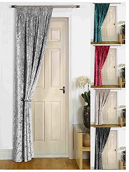 Umlout Rajpur Grey Thermal Crush Velvet Winter Door Curtains