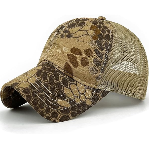 Low Profile Canvas Leopard Print Mesh Trucker Cap, Brown at  display picture 2