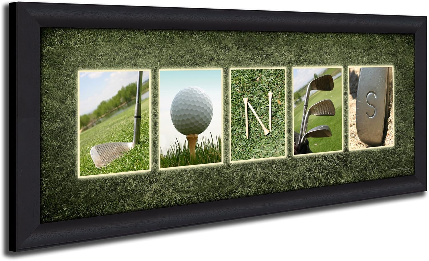 Wall Décor - Personal Prints | GOLF Personalized Name Art Print | Customized Gift for the Golfer, Team, or Coach |Unique and Custom Golf Photo Framed Canvas or Wood Block | Golf Father’s Day Gift. (13.5 in x 32.5 in Framed Canvas)