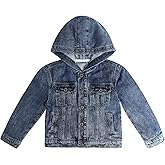 KIDSCOOL SPACE Boys Denim Jacket,Little Big Kids Simple Design Hooded Jean Coat