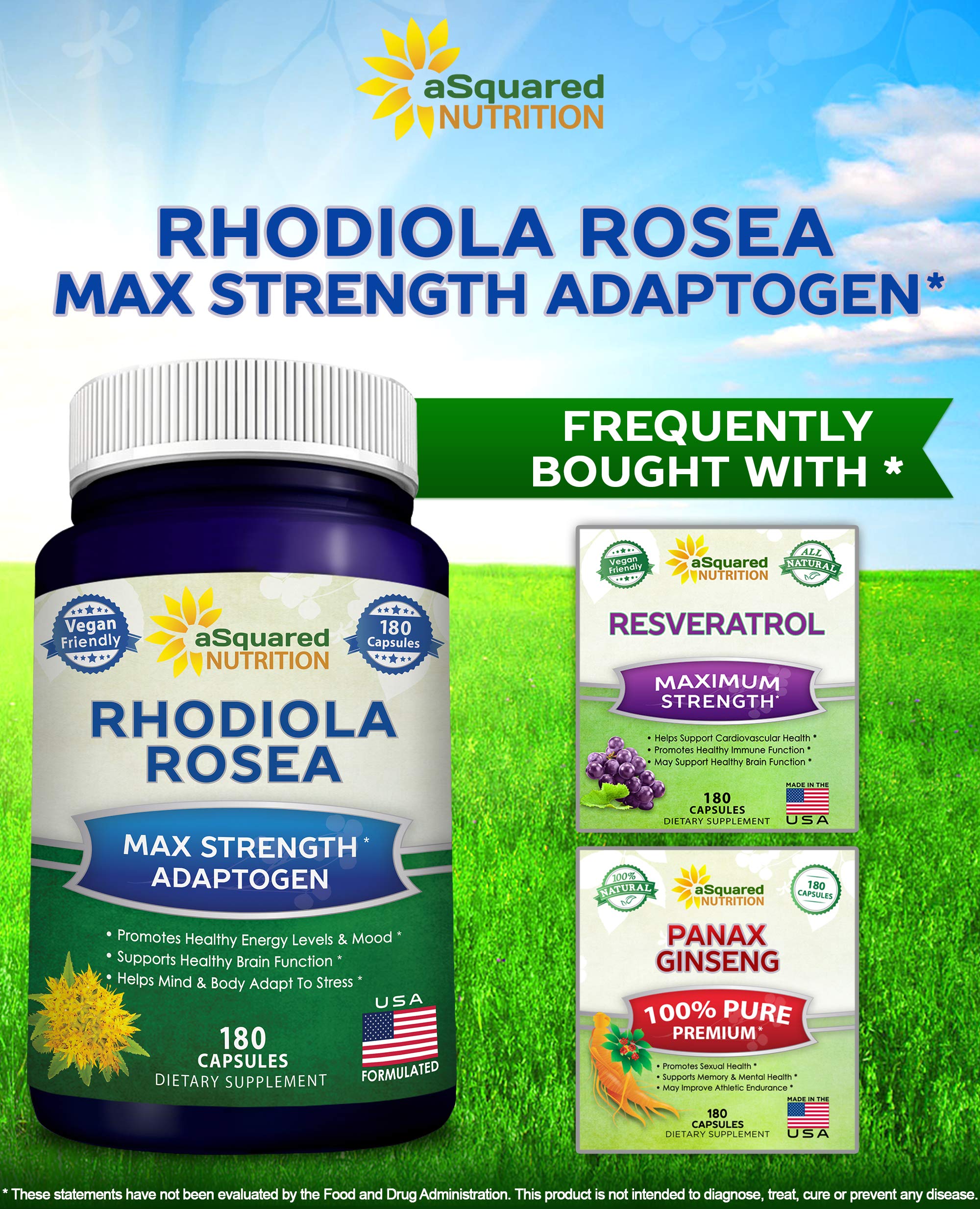 Pure Rhodiola Rosea Supplement 1000mg 180 Vegan Capsules Max