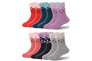 EBMORE Kids Merino Wool Socks for Toddlers Boys Girls Warm Thermal Winter Thick Hiking Heavy Cozy Crew Boot Socks 6 Pairs