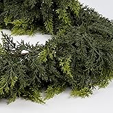 6FT Real Touch Cedar Garland - Artificial Christmas Garland Fake Green Faux Thick and Lush Pine Needles Garlands for Table Fireplace Mantle Holiday Home Indoor Outdoor Decor