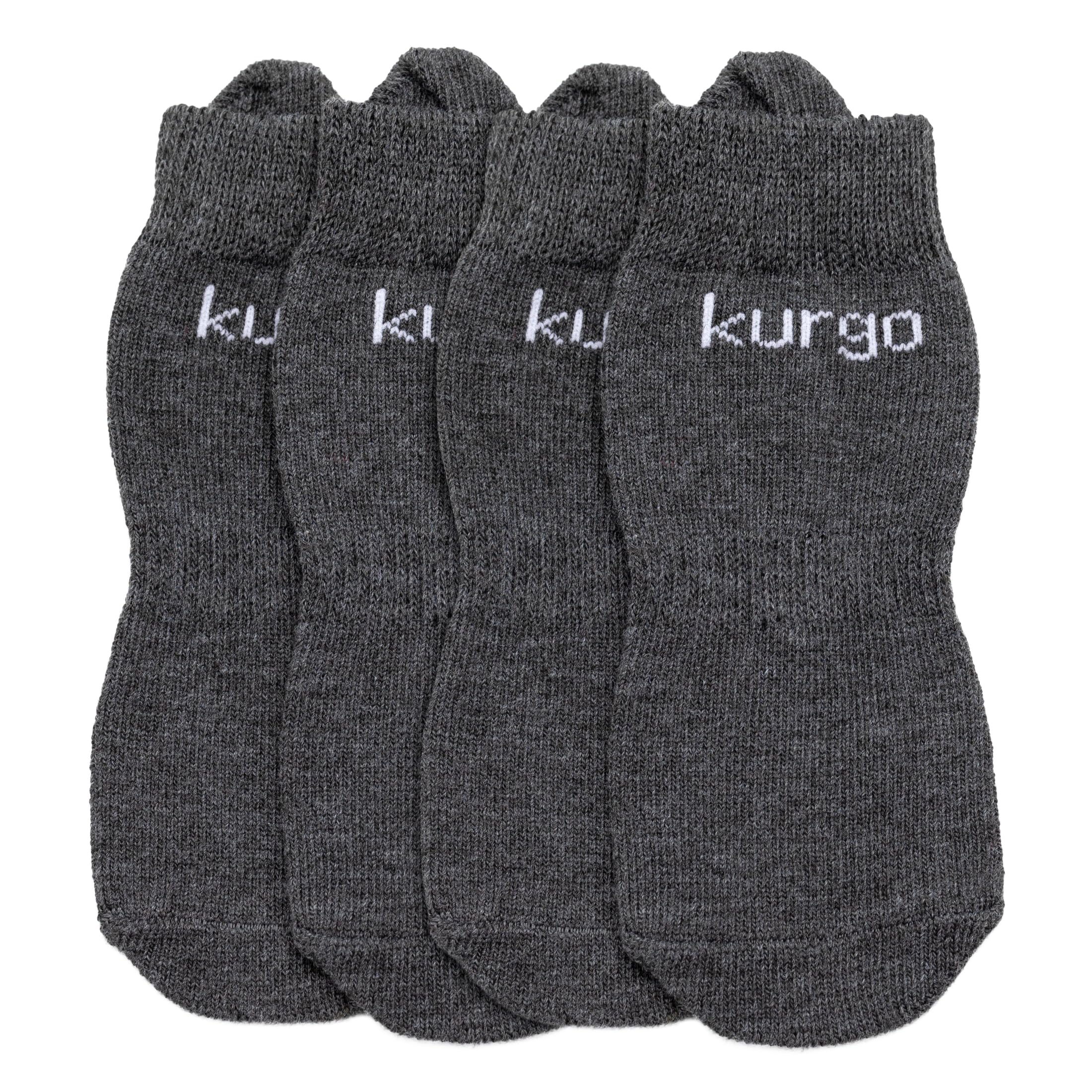 Kurgo Blaze Dog Socks, Pet Socks for Outdoors, Stretch Socks for Dog Shoes, Grey-Medium