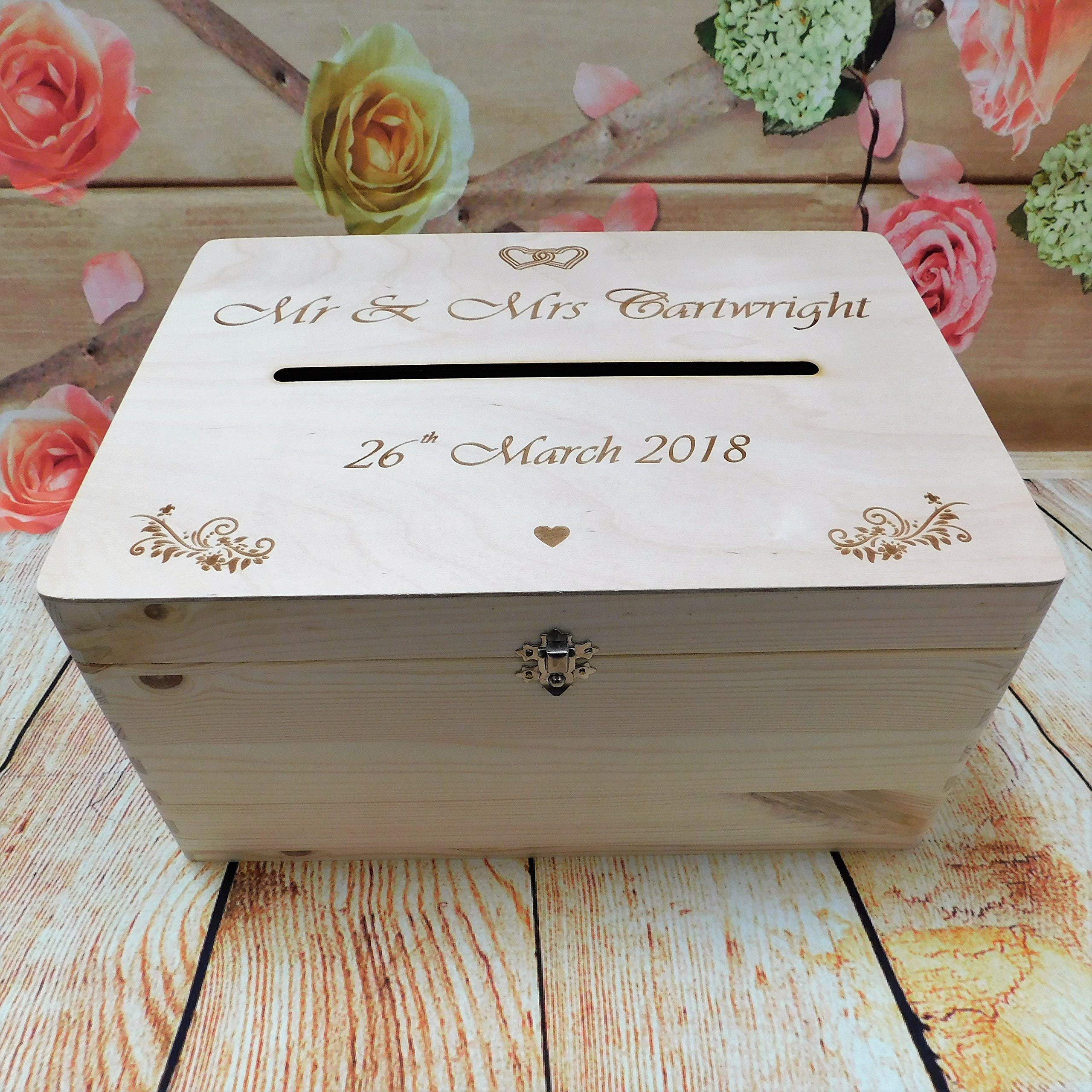 Wedding Guests Wish Post Drop Box Wooden Box with Slot Wedding Cards