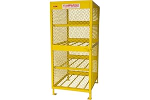 Jamco CH080YPQA Horizontal Storage Cylinder Cabinet for Storing Forklift Propane Gas Tanks, 8 Cylinder Capacity, 14-Gauge Steel, 33" x 40" x 71", Yellow