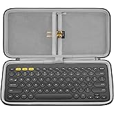 Geekria Keyboard Carrying Case, Hard Shell Protective Travel Bag for Small Compact Keyboard, Compatible with Logitech Pebble Keys 2 K380s/ K380 (Dark Gray)
