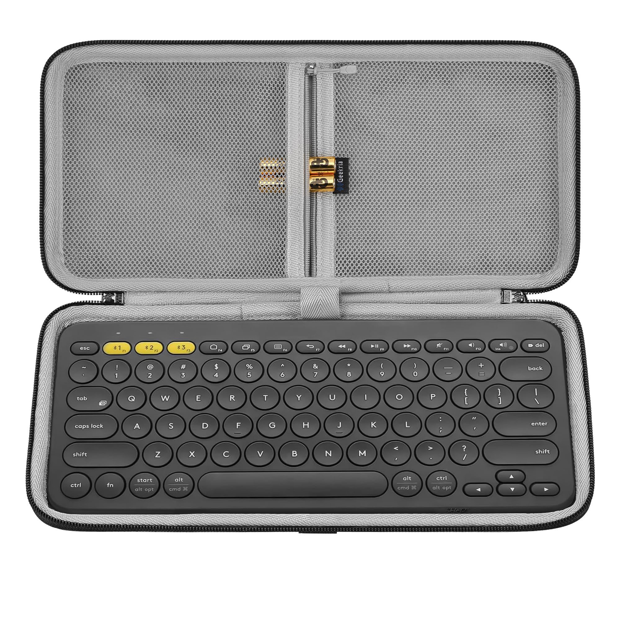 Geekria Keyboard Carrying Case, Hard Shell Protective Travel Bag for Small Compact Keyboard, Compatible with Logitech Pebble Keys 2 K380s/ K380 (Dark Gray)