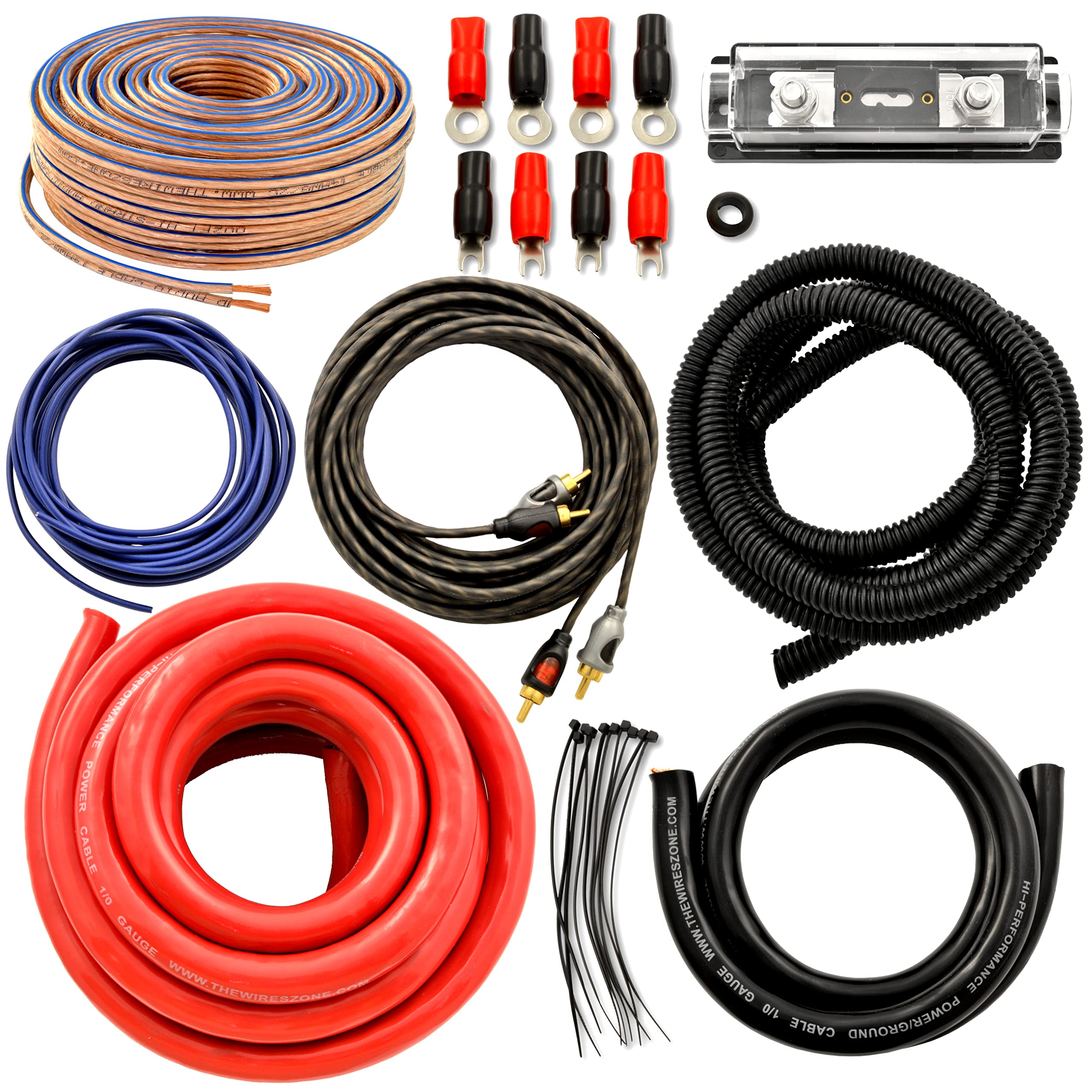 Car Audio 1/0 Gauge Flexible Wire & Cable Complete