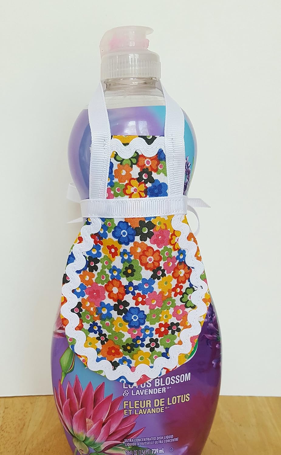 Bright Floral Dish Soap Bottle Apron Handmade