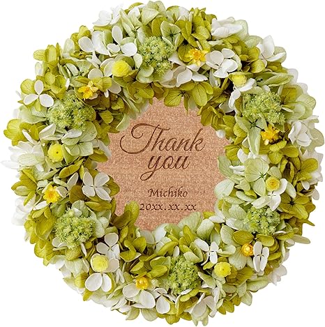 Amazon きざむ 名入れ イモーテル リース 木製プレート 花 プリザーブドフラワー 結婚祝い 母の日 記念日 花輪 通年リース プレゼント ギフト 贈り物 グリーン プリザーブドフラワー オンライン通販
