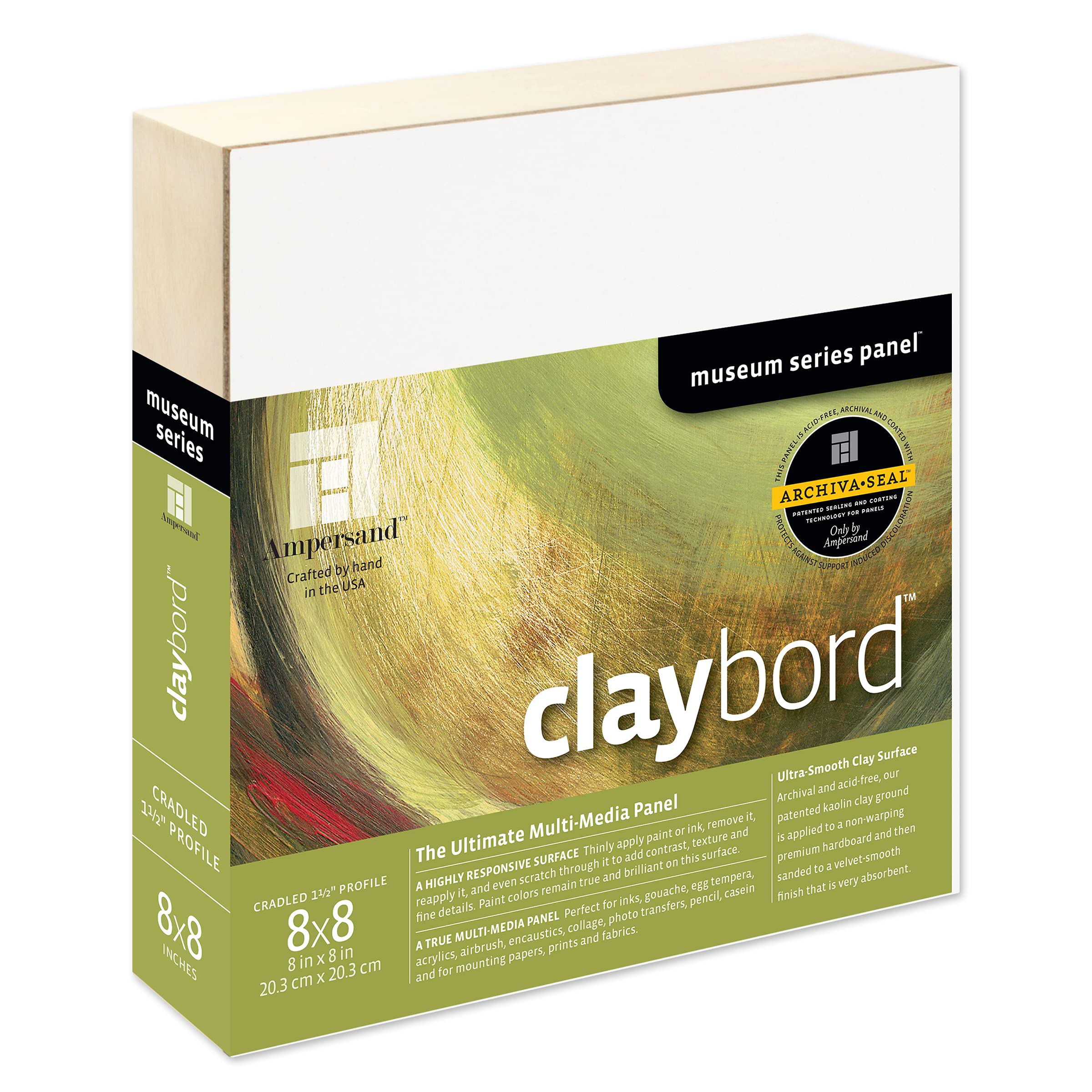 Ampersand Art Supply Museum Series Claybord, 1.5 Inch Depth, 8" x 10"