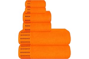 MALLONI HOME Ultra Soft 6 Pack Cotton Towel Set, Contains 2 Bath Towels 28x55 inch, 2 Hand Towels 16x24 inch & 2 Wash Coths 12x12 inch, Ideal Everyday use, Compact & Lightweight - Orange
