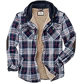 Legendary Whitetails Men's Hooded Shirt Jacket Plaid Flannel Berber Lined Polyfill Insulated