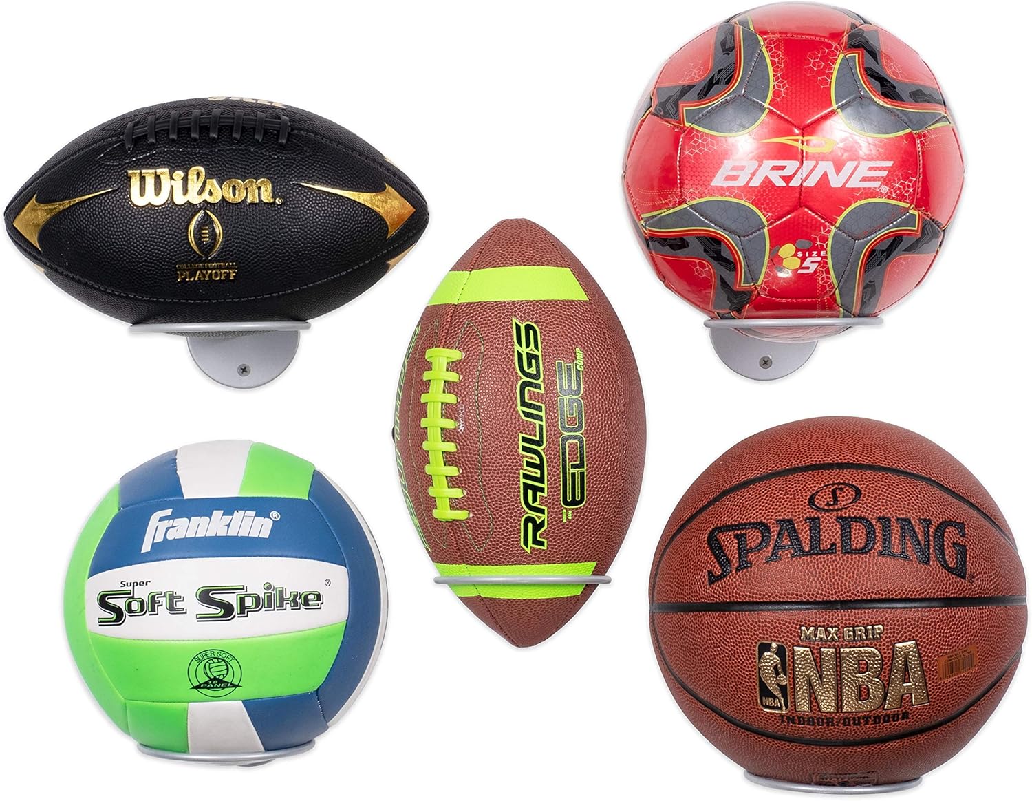 Wallniture Palla Ball Organizers and Storage for Soccer Ball & Basketballs Metal Rack Set of 5 Gray: Sports & Outdoors