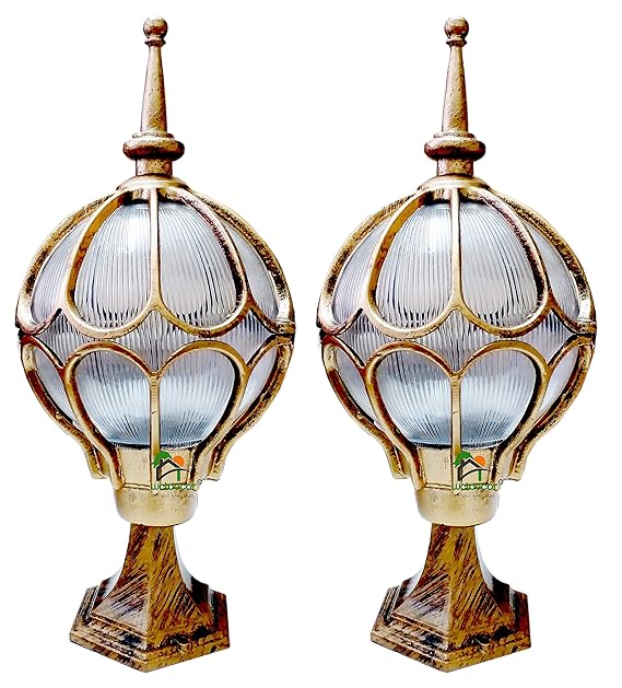 Weldecor  Matelic Antique Gate,Pole,Piller,Garden Lamp Pair(2 pc)