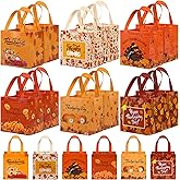 MIMIND 18-Piece Fall Party Gift Bags with Handles - Turkey, Pumpkin, Reusable Grocery Bags for Thanksgiving Day & Party Favors