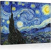 Van Gogh Canvas Wall Art: Starry Night Landscape Painting Picture Reproduction Room Decor - Famous Art Prints Modern Artwork Framed Poster Bedroom Home Decoration 12