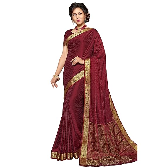 Shaily Womens Woven Design Silk Blend Red Saree[SPRKSLK6361SSSR01_perent]