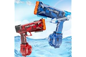 Funwee 2 Pack Electric Water Guns, Full Automatic Electric Squirt Gun High Capacity 500+ Water Blasts, Long Range Water Pistol Blaster Soaker, Summer Outdoor Pool Auto Water Toy for Adult Kid