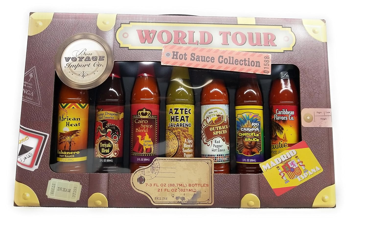 Hot Sauce Gift Set World Tour Flavor in a Luggage