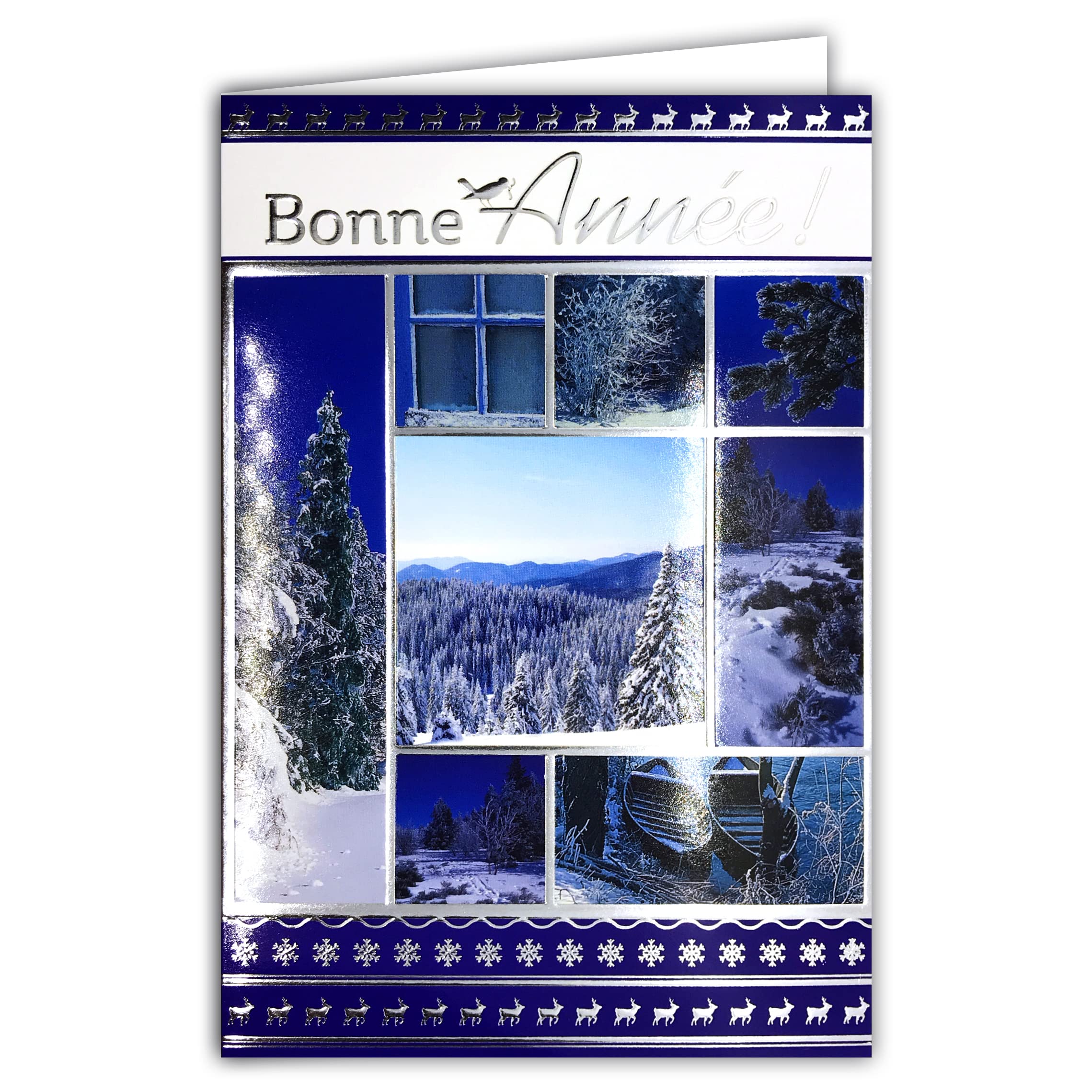 LOT10-61-4053-B BA Set of 10 Same Greeting Cards with 10 Envelopes Sized 12 x 17.5 cm Winter Wishes Holiday Christmas New Year December January LOT10-61-4053-B