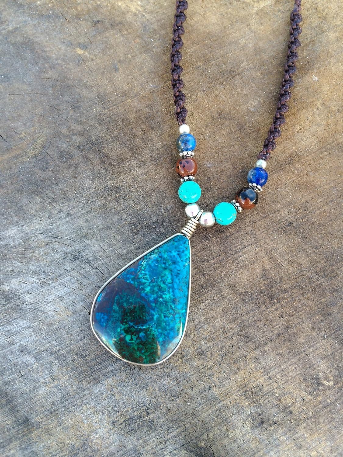 macrame gemstone necklace