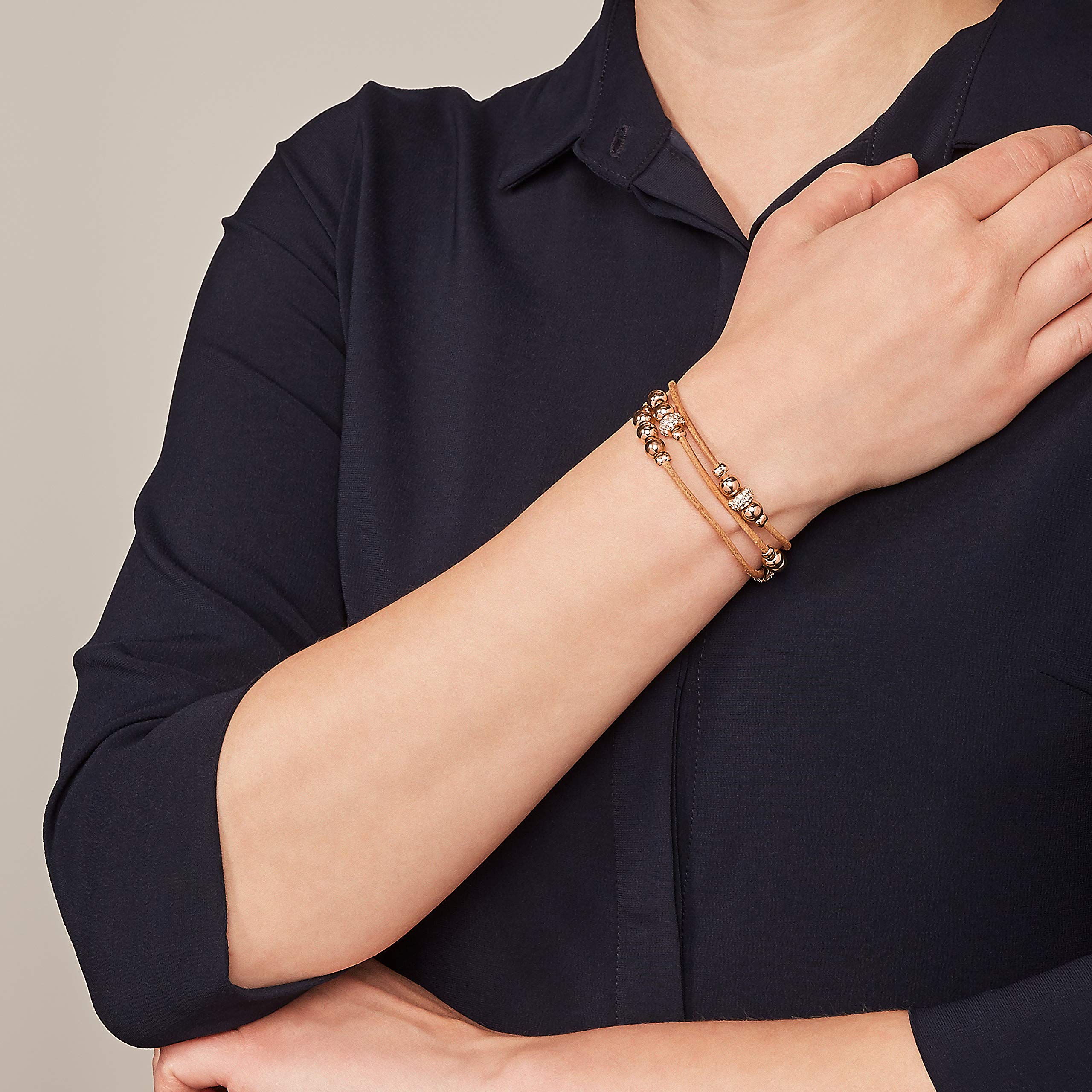 Fossil Women's Stainless Steel and Genuine Leather Bracelet for Women