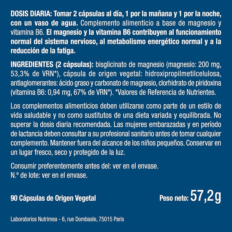 Magnesio Bisglicinato | Con Vitamina B6 | 90 Cápsulas Veganas