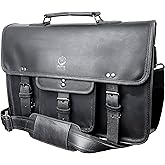 RUSTIC TOWN Leather Messenger Bag for Men - Full Grain Leather Briefcase Laptop Satchel Office Crossbody Travel Bag