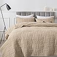 California Oversized Quilt King Size Bedding Sets with Pillow Shams, Beige Lightweight Soft Bedspread Coverlet, Cal Super Quilted Blanket Thin Comforter Bed Cover for All Season, 118x106 inches