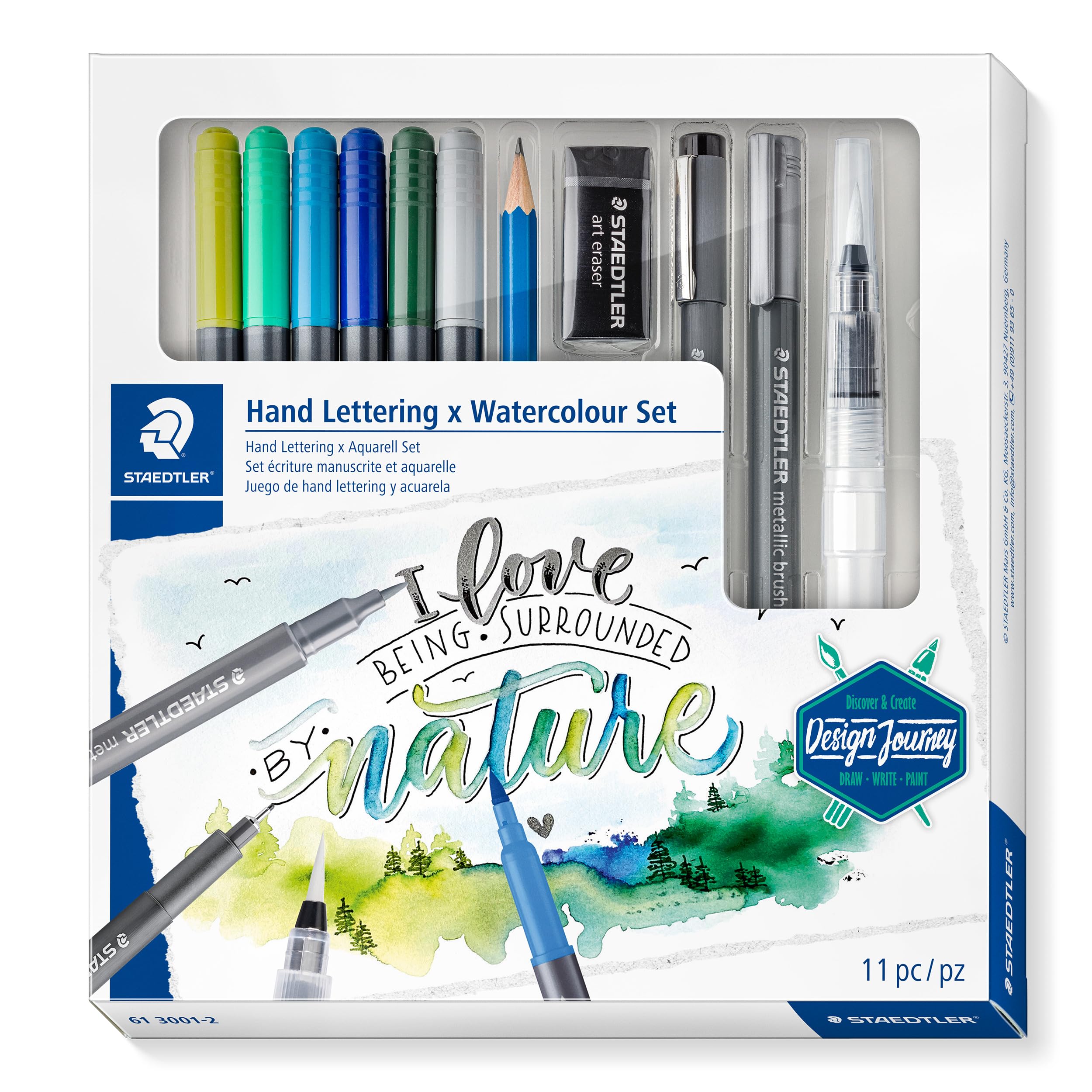 STAEDTLER 61 3001-2 Design Journey Hand Lettering and Watercolour Set - Mixed Set (Pack of 11 Pieces)